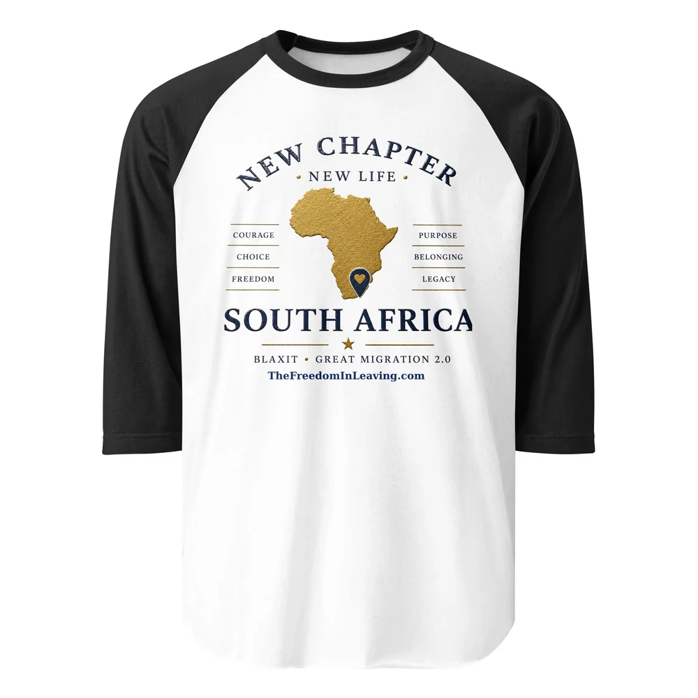New Chapter New Life South Africa black and white raglan shirt